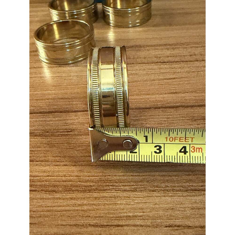 VTG Virginia Metalcrafters Solid Brass Napkin Rings Set 4 Reeded Ribbed In Box - Picture 7 of 12